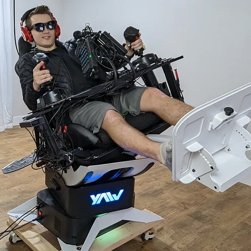 Daenon Janis in a flight simulator setup